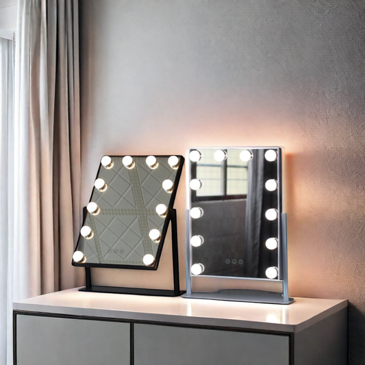 LED Makeup Mirror Beauty Vanity Cosmetic Mirror 360 Degree Rotation Type-C Touch Sensor Control