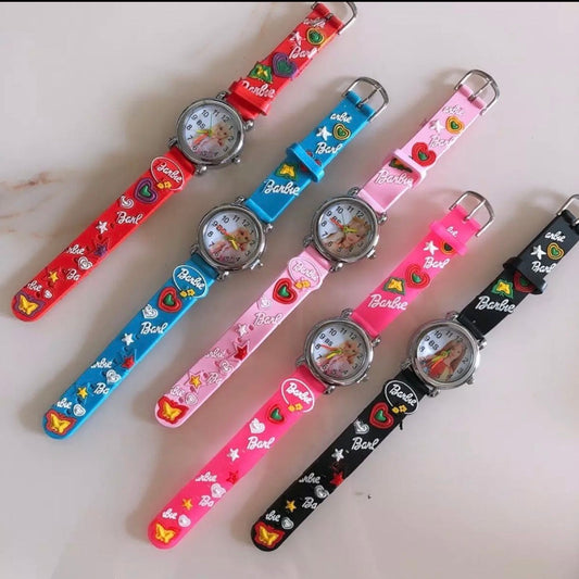 3D Doll Character Analog Watch For Kids | 4pcs Set