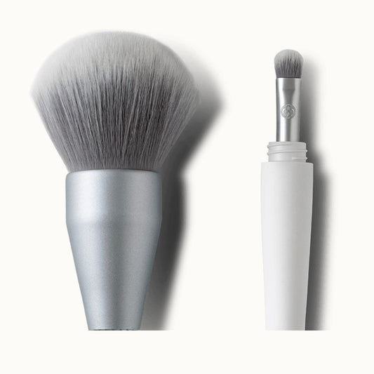 2-in-1 Makeup Brush Set - 2 Pieces for Face & Eyes