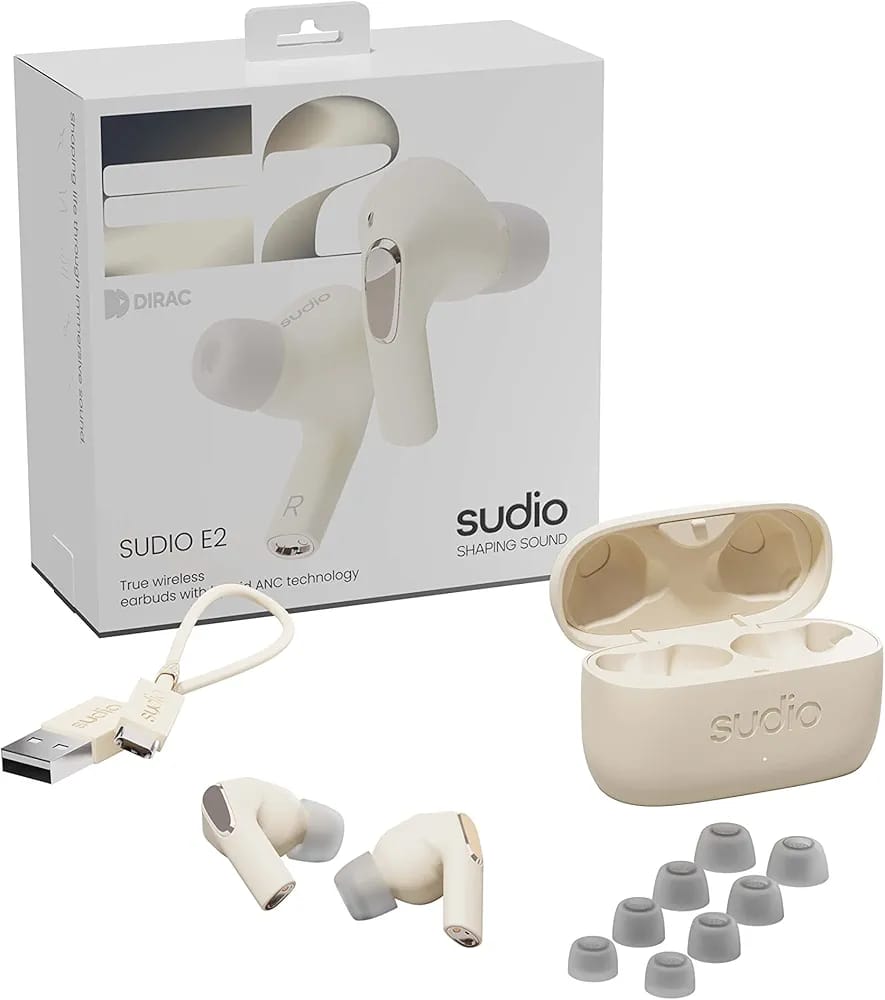 Sudio E2 Hybrid Active Noise Cancellation True Wireless Earbuds - Black