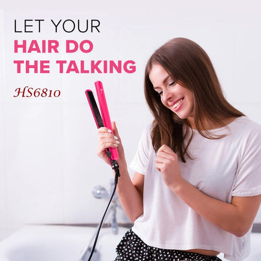woman using syska-hs6810-hair-straightener-armaa store pk